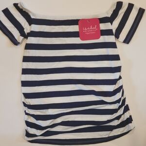 Maternity Top blue white striped short sleeve Isabel Maternity NWT Small
